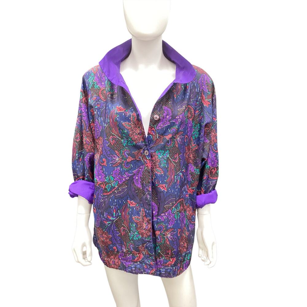 Vintage Women’s Windbreaker/ Festival Jacket Size XL Multicolor Reversible